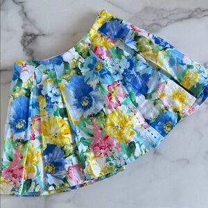 NWT POLO Ralph Lauren Floral Pleated Sateen Skirt Blue/White Multi Floral Sz 8